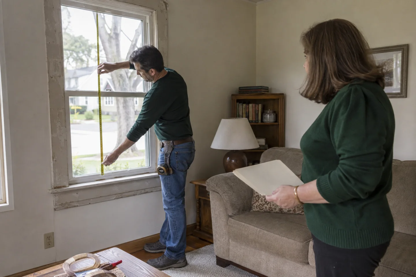 Illustrative estimator measuring a window during a home visit